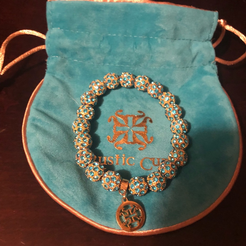 Light blue & gold Rustic Cuff